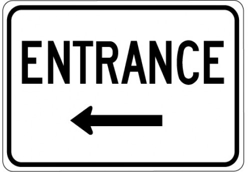 Entrance with Left Arrow Sign